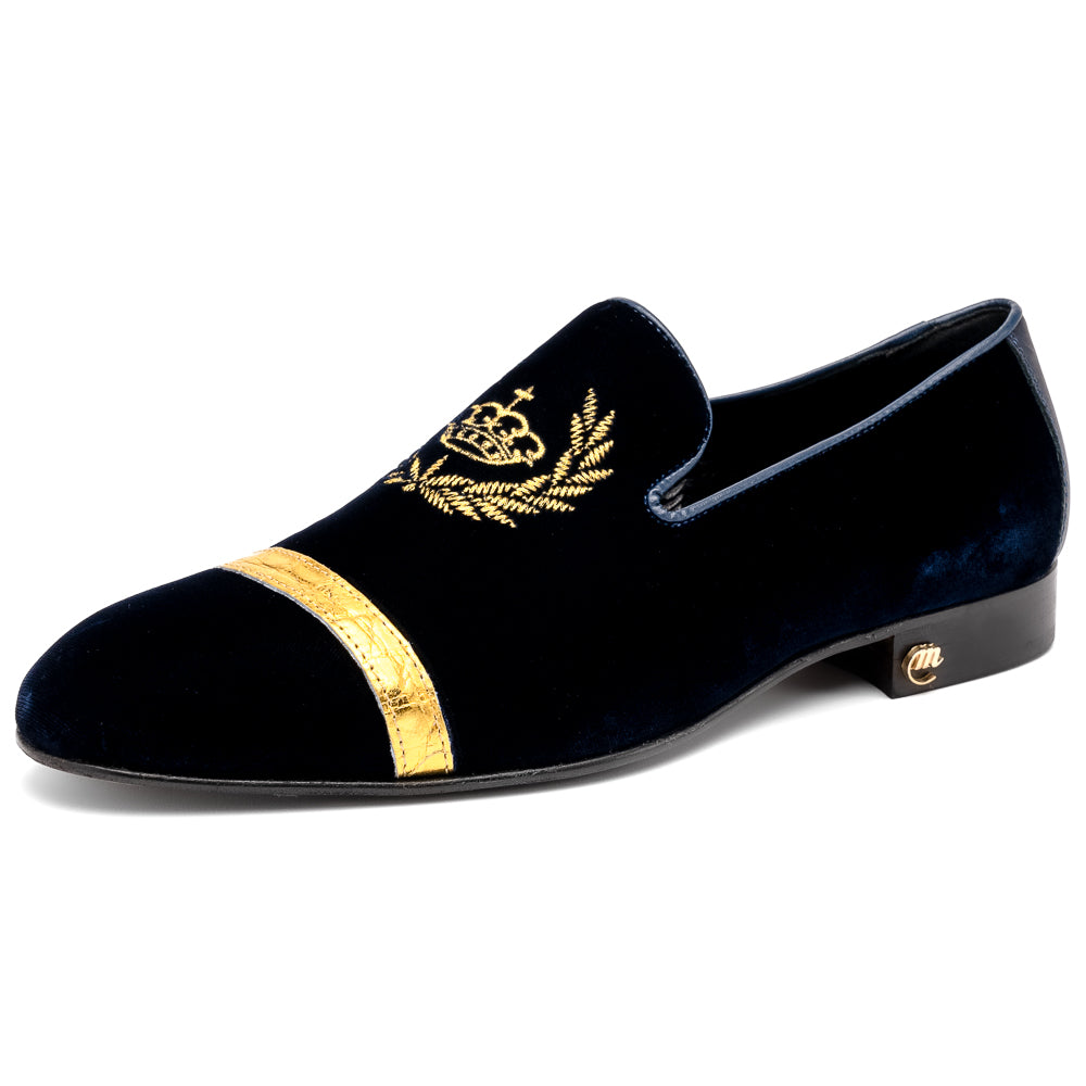 Mauri 3296 Crown Velvet/ Alligator/ Nappa Loafers Wonder Blue 12
