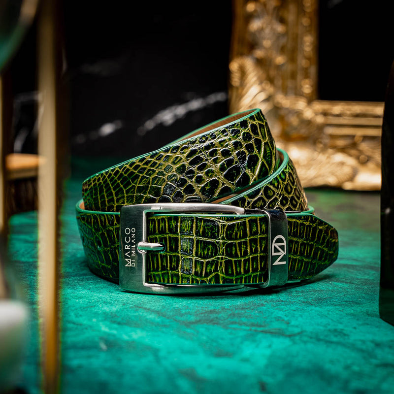 Alligator Belt 105 - Antique Green