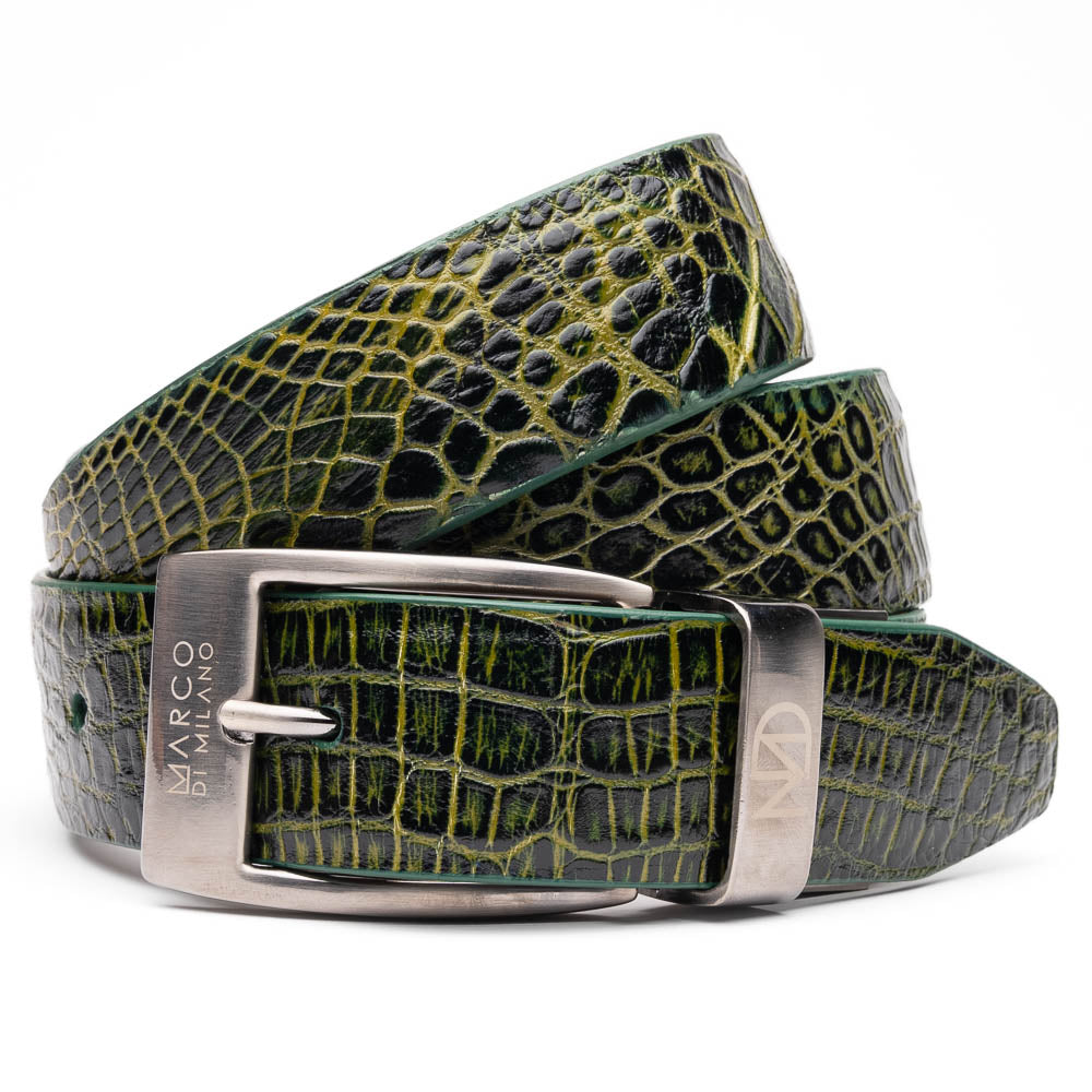 Alligator Belt 105 - Antique Green