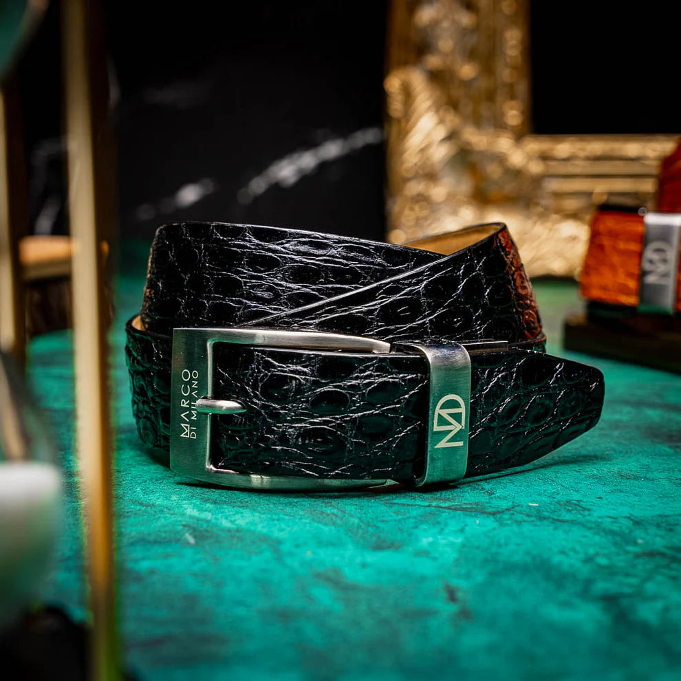 Crocodile Flank Belt 103 - Black