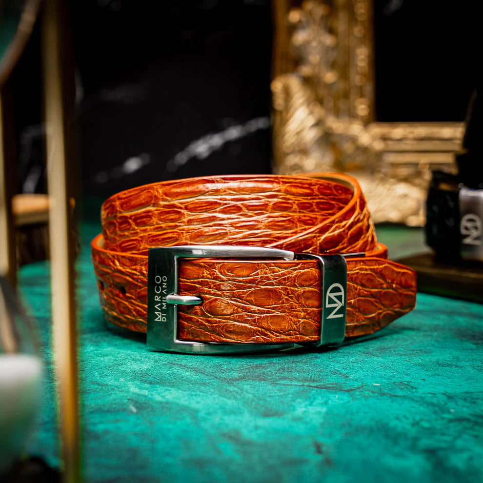 Crocodile Flank Belt 103 - Honey
