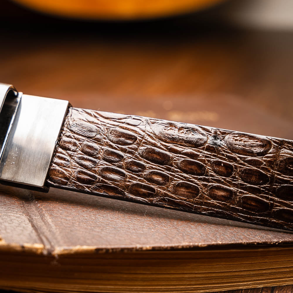 Crocodile Flank Belt 103 - Brown