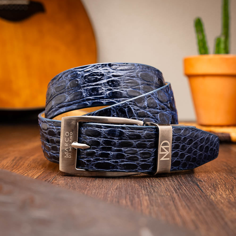 Crocodile Flank Belt 103 - Navy