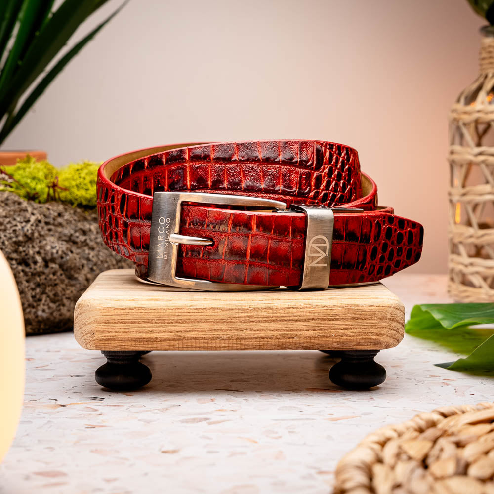 Alligator Belt - Antique Red