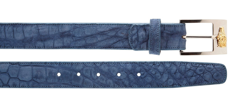 2008S Alligator Suede Belt - Blue Jean