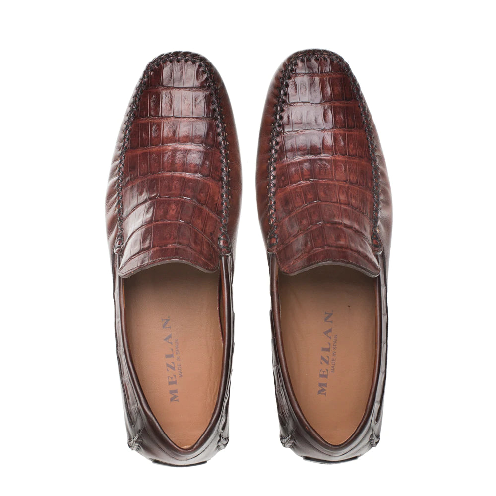 CROCODILE/LEATHER DRIVING MOCCASIN